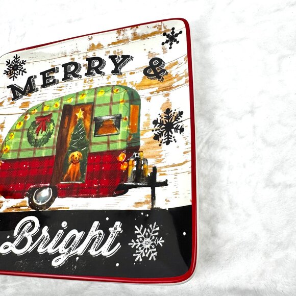 2 Geoffrey Allen 2014 Sleigh Bell 8.5" Square Plates by Certified Internat READ - Picture 7 of 13